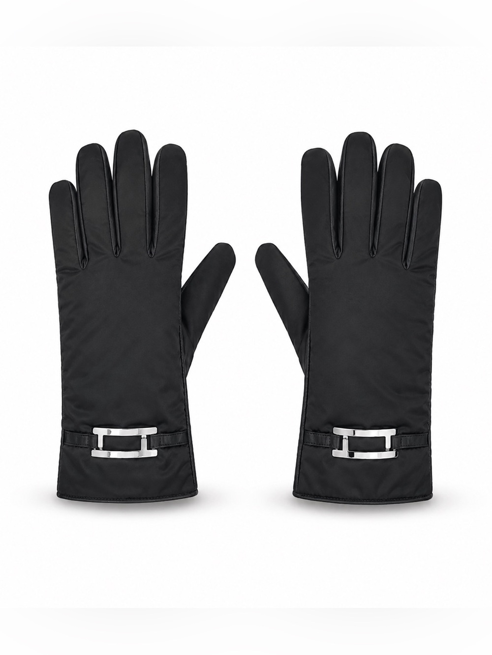 FENDI Black Gloves with Silver Accents